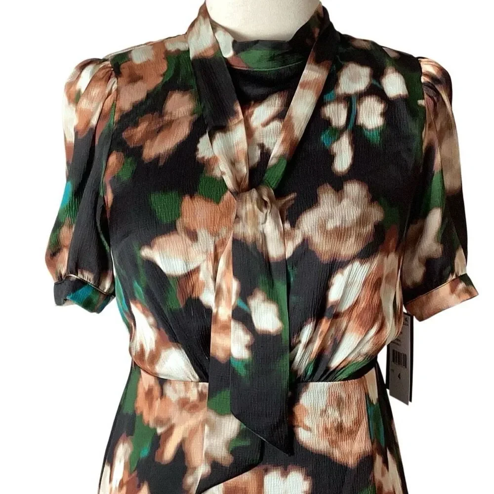 NWT Julia Jordan Floral Midi Dress Sz 4 Mock Neck Cocktail Semi-Formal